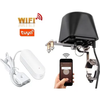 Sada domovního alarmu WiFi chytrý motorizovaný zavírač ventilů voda/plyn - TUYA + Wi-Fi záplavový detektor – TUYA