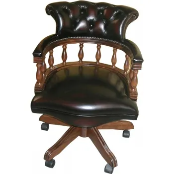 Kožené otočné pracovní křeslo CAPTAINS, červená