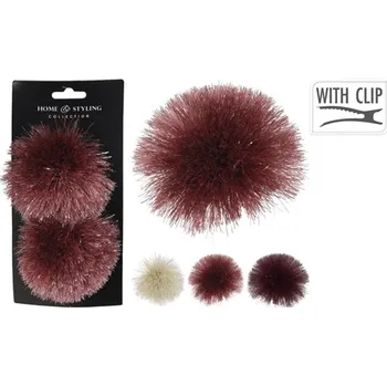 Vánoční dekorace Vánoční dekorace - Pompon na klipu 10 cm, mix / sada 2ks