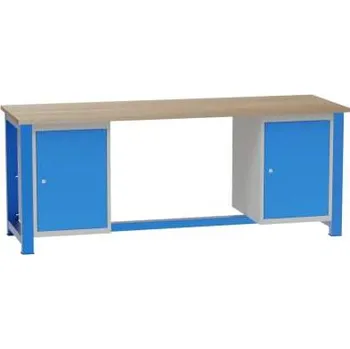 Dílenský stůl Dílenský stůl, d x h x v: 2100x700x827 mm, barva modrá RAL5012, 2 skříňky