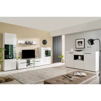 Obývací stěna Obývací sestava s osvětlením Heber - bílá/černá