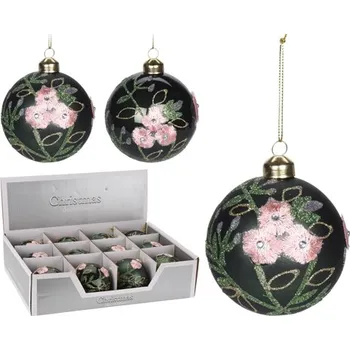 Vánoční ozdoba Vánoční koule - skleněná 80 mm / smaragdová, mix / 1ks