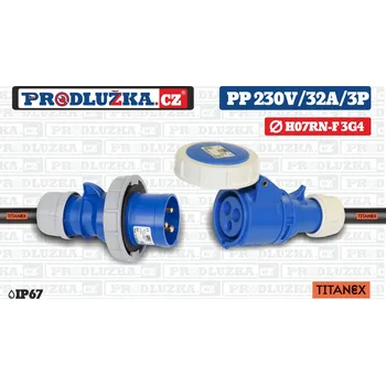 Prodlužovací kabel Prodlužka.cz Prodlužovací přívod Titanex 230V/32A/3p/3G4/IP67 M: Délka 20 m