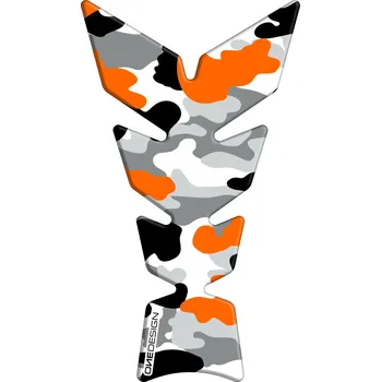 Samolepka - tank pad na nádrž motocyklu ONEDESIGN TANKPAD SOFT CAMO ORANŽOVÁ FLUO rozměr 123mm x 213mm (Tankpad univerzální na motorku )