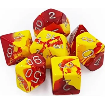 Hrací kostka Set 7 RPG kostek - červené/žluté (Chessex)