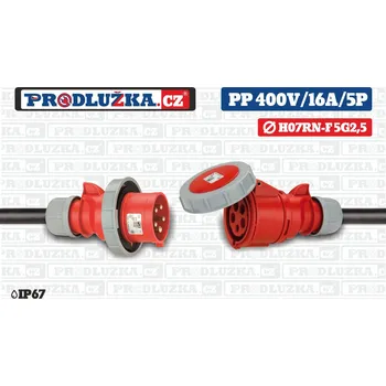 Prodlužovací kabel Prodlužka.cz Prodlužovací přívod 400V/16A/5p/5G2,5/IP67 M: Délka 50 m