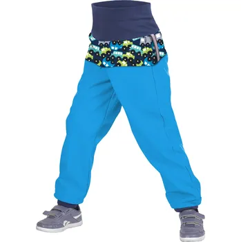 Unuo Batolecí sofshellové kalhoty s fleecem Basic tyrkysové/autíčka, 86-92