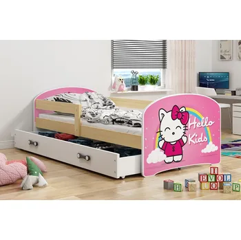 Postel ImportWorld Dětská postel Felix 1 80x160 s úložným prostorem - 1 osoba - Borovice, Kočka