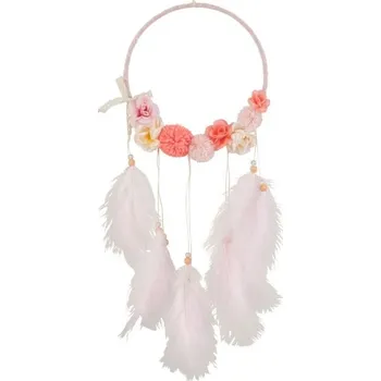 Lapač snů Růžový lapač snů s peříčky Feathers - Ø 20*54cm