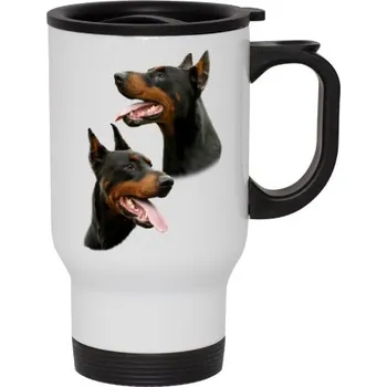 Cestovní termohrnek s uchem s potiskem Dobrman