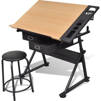 Psací stůl Náklopný rýsovací stůl se židlí