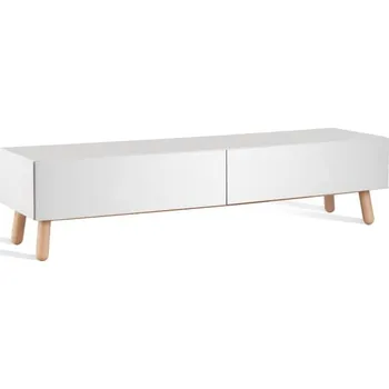 Televizní stolek TV komoda MAMMA 2 zásuvky, dub bílá, dýha kombinace bílá / přírodní dub