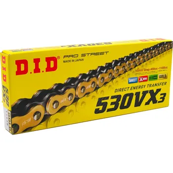 Řetězová sada pro motocykl DID - Japonsko Řetěz DID typ 530VX3 černo-zlatý