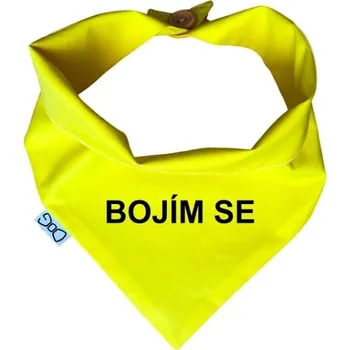 Obleček pro psa Funky Dog šátek žlutý Bojím se XL