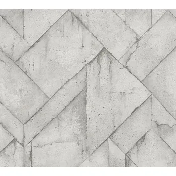 Tapeta Moderní vliesová tapeta grafický vzor, barva šedá, bílá, černá 377413 / Tapety na zeď 37741-3 Industrial (0,53 x 10,05 m) A.S.Création
