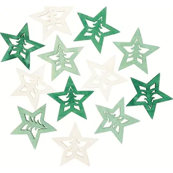Vánoce Hvězdy dřevěné 4 cm 12 ks 3990