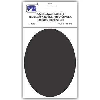 Nažehlovací záplaty ovál černé, 14,5x10,6 cm, 2ks