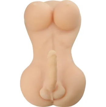 Erotický masážní přípravek TRUP 1:1 SHEMALE ŽENA S PENISEM DILDO S PÁTEŘÍ MASTURBÁTOR CYBERSKIN