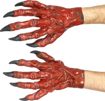 Karnevalový doplněk Smiffys Čertovské rukavice s černými drápy