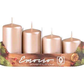 Svíčka Emocio Svíčka adventní schody 4 ks / 40 mm - metal béžové