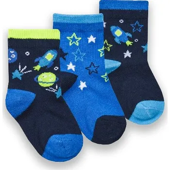 Cotton Rich Ponožky kojenecké chlapecké vesmír A 3 páry velikost ponožek: 15-18 (6-12 měsíců)