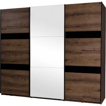 Šatní skříň Šatní skříň DENVER SZ250, barevné varianty dub Monastery / černá lesklá, osvětlení ne