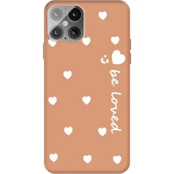 Pouzdro na mobilní telefon Měkký kryt se srdíčky pro iPhone 12 / 12 Pro - oranžový