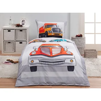 Povlečení Matějovský Náklaďáky bavlna hladká 140 x 200, 70 x 90 cm zipový uzávěr