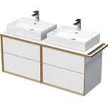 OXO multi - skříňka 140 cm s 2 umyvadly na desku, 4 zásuvky, držák na ručník vpravo, závěsná OXO MULTI 140D 4Z KDP