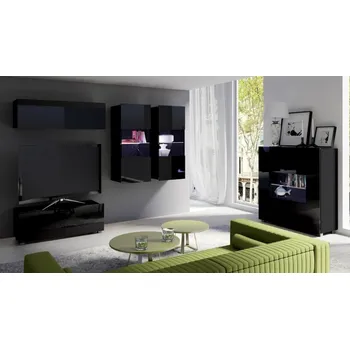 Obývací stěna Gibmeble obývací stěna Calabrini 12 + doprava zdarma, barevné provedení černá