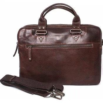 Kabelka Marta Ponti Luxusní kožená hladká hnědá business taška (aktovka) Marta Ponti 009 Hnědá