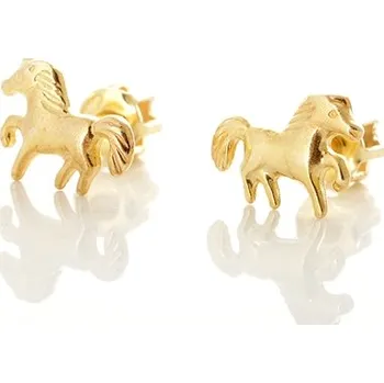 Náušnice Stříbrné zlacené náušnice koníčci STNAU0805F