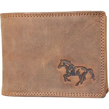 Peněženka Pánská kožená peněženka Born to be Wild hnědá s koněm | KabelkyproVas.cz