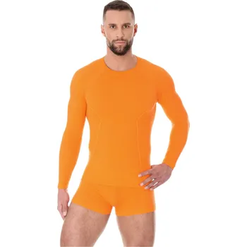 Pánské tričko Brubeck Pánské tričko Active wool s dlouhým rukávem orange Barva: Oranžová, Velikost: XL