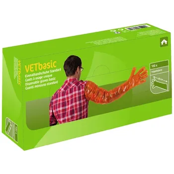 Vyšetřovací rukavice Vetbasic Polyetylénové veterinární 100 ks
