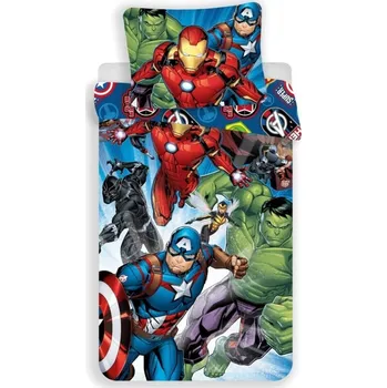 Povlečení Jerry Fabrics Avengers Brands 140 x 200, 70 x 90 cm zipový uzávěr