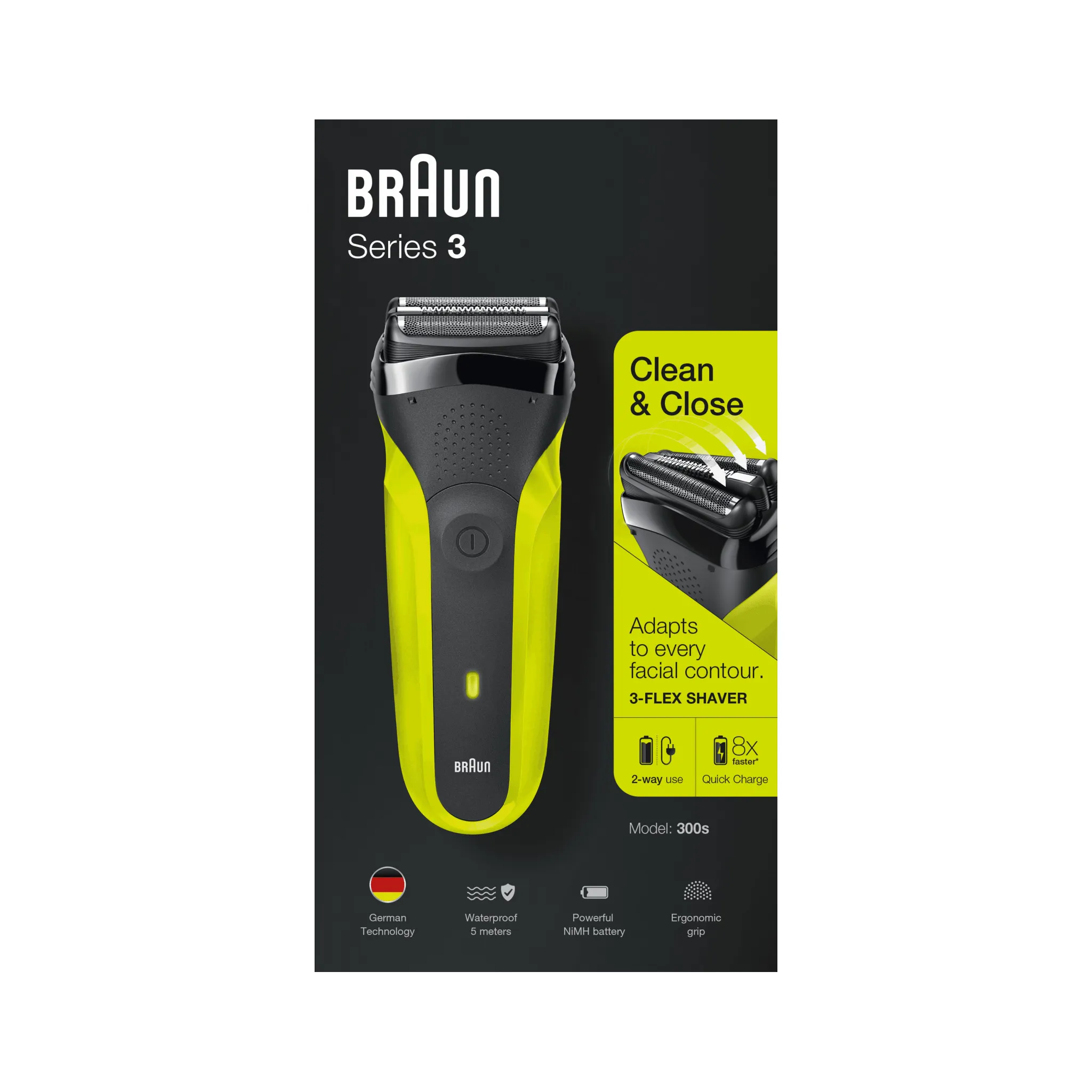 Fotografie 3 - Holicí strojek Braun Series 3 300s černo-zelený