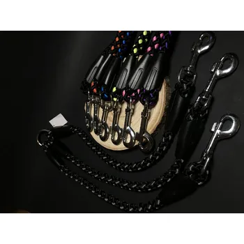 Vodítko pro psa Palkar vodítko roztrojka pro psy 50 cm x 14 mm černo-šedá