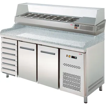 REDFOX Pizza stůl s vitrínkou + 7x zásuvka RED FOX RTP-2D+7ZN