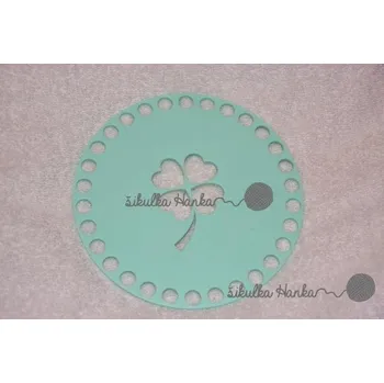 Víko/dno na košík 14,5cm - čtyřlístek mint