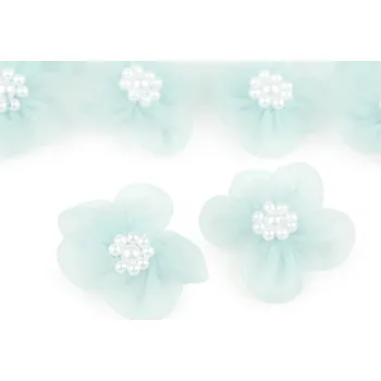 Monofilový květ Ø3-3,5 cm s perlami, barva 9 mint