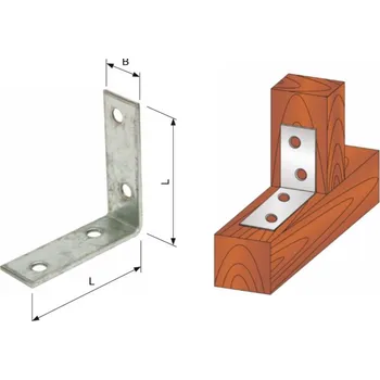 Tesařské kování Úhelník lehký, tloušťka 2 mm Rozměr: 50 x 50 x 15 mm