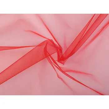 Organza tuhá dekorační, barva 5 červená