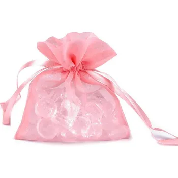 Dárkový pytlík s kovovým leskem 8x10,5 cm organza shine, barva 2 růžová sv.