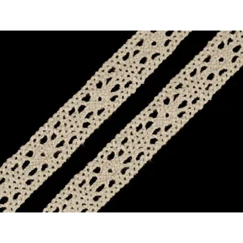 Krajka Bavlněná krajka paličkovaná šíře 11 mm, barva 2 režná světlá