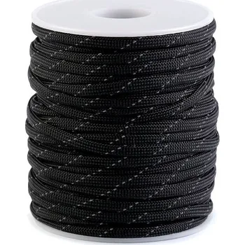 Příze Padáková šňůra Ø4 mm s reflexní nití, barva 2 černá