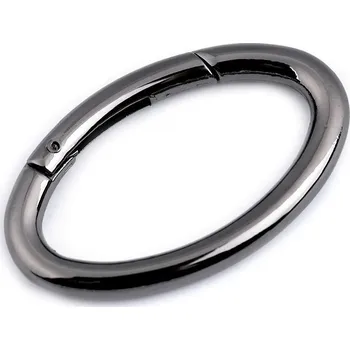 Karabina oválná na kabelky / kroužek na klíče, barva 2 nikl černý