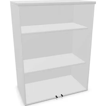 Policová skříň Kancelářská skříň - dvoukřídlé prosklené dveře, nástavec v x š x h: 1070 x 800 x 445 mm, barva světle šedá