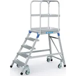Plošinový žebřík, výška plošiny 1200 mm, 5 stupňů z rýhovaného hliníku