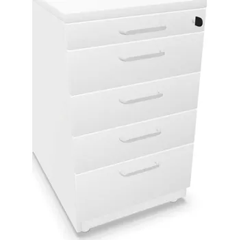 Zásuvkový kontejner Kontejner přístavný, 5 zásuvek, barva bílá, v x š x h: 740 x 430 x 600 mm